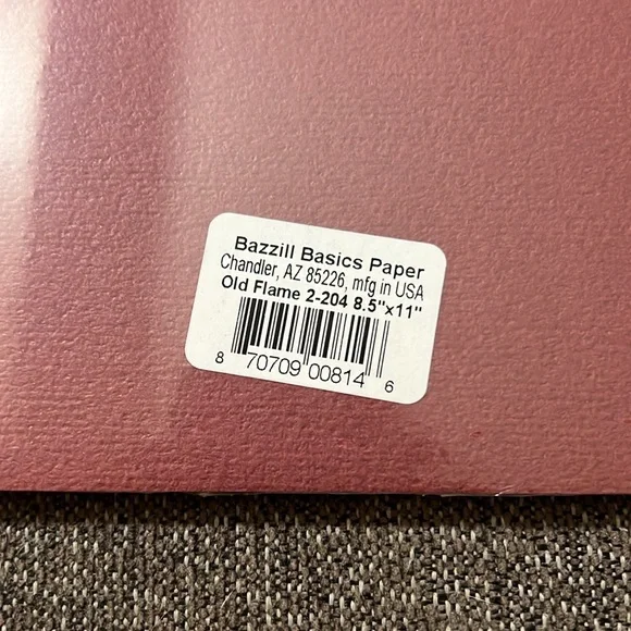 Bazzill Basics Paper Canvas Texture 8.5x11 Color Old Flame 2-204 Cardstock NWT - Picture 2 of 3